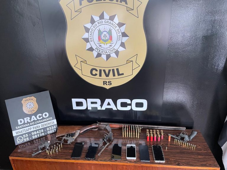 Draco de Sant’Ana do Livramento realiza operação e apreende armas, munições, estufa de cultivo e materiais de origem ilícita
