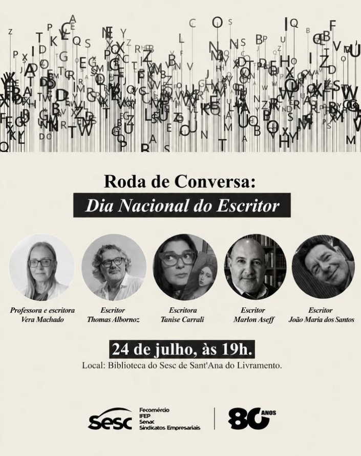 Sesc promove roda de conversa em celebração ao Dia Nacional do Escritor